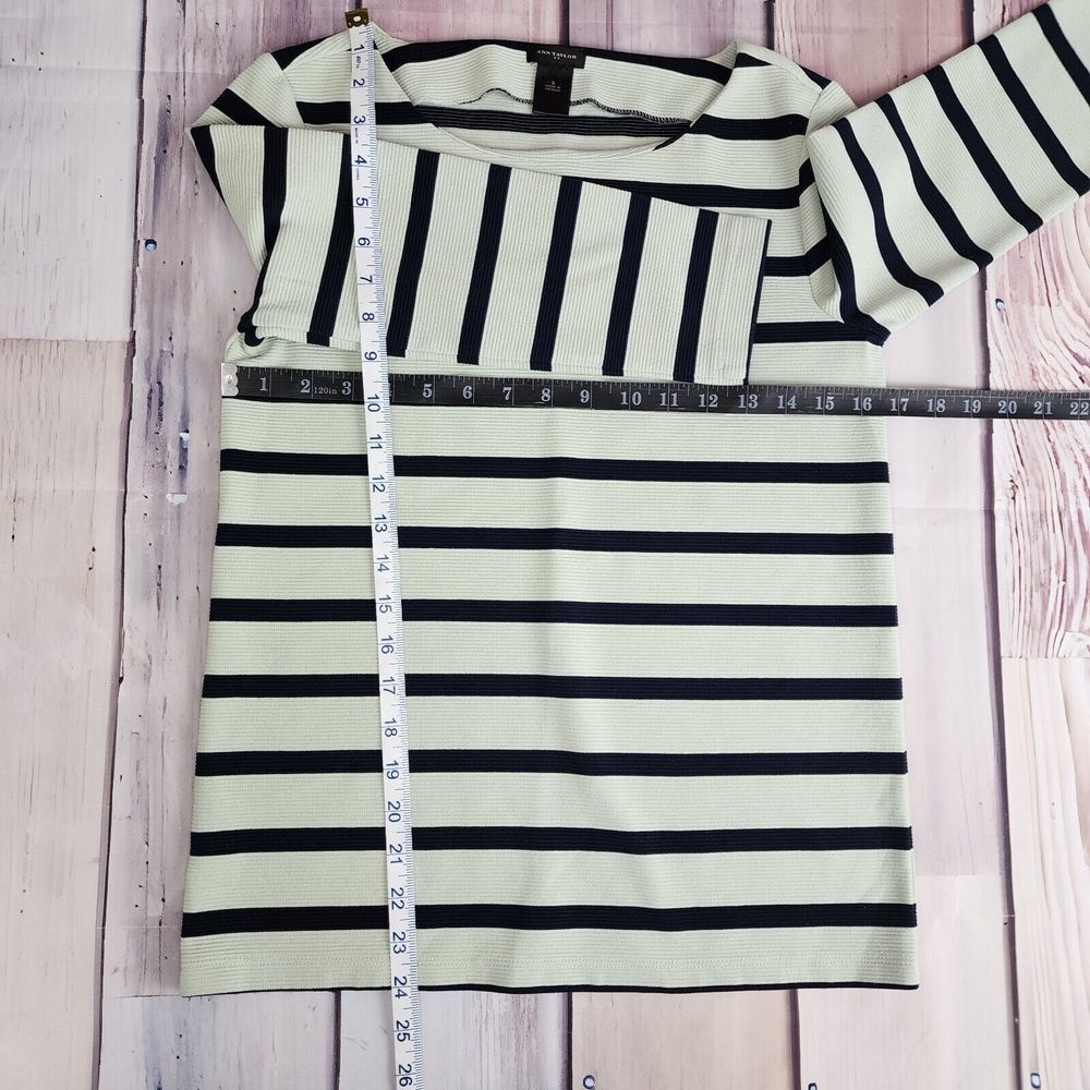 Ann Taylor Size S Medium Weight Poly Rayon Spandex Stripe Long Sleeve Round Neck - Picture 5 of 5